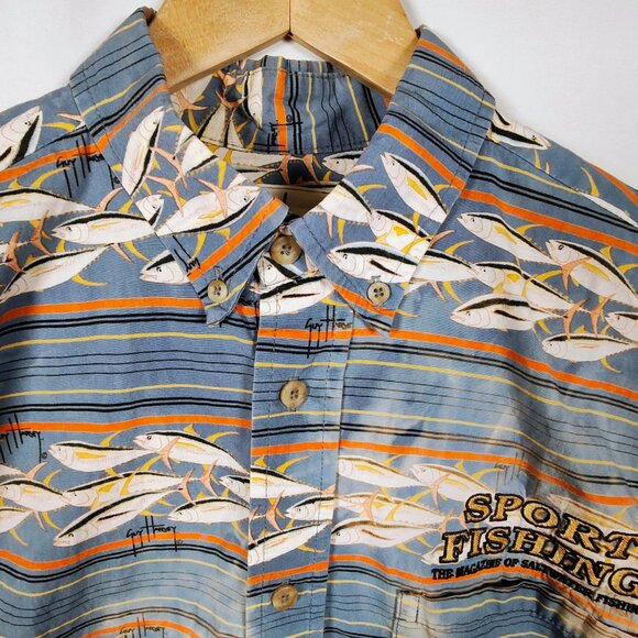 Guy Harvey Men's Large Button-Down Short Sleeve Fishing Shirt - Picture 1 of 14